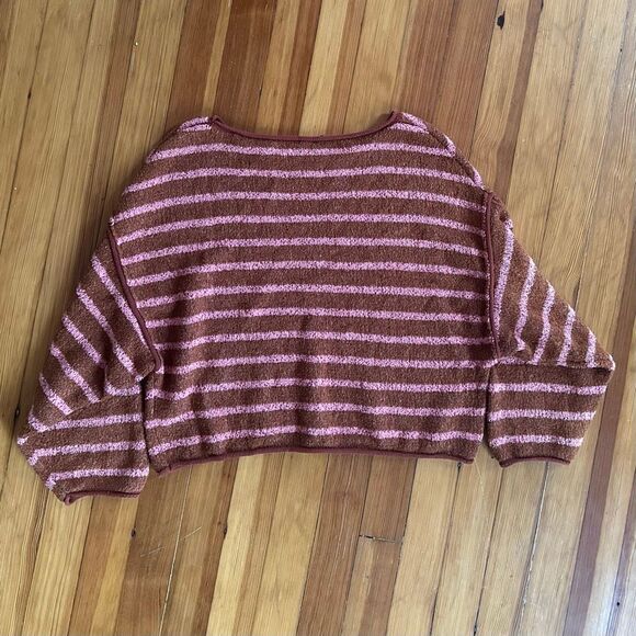 Free People Bardot Striped Oversized Sweater in Cedar Flower Size XXS - Picture 3 of 6